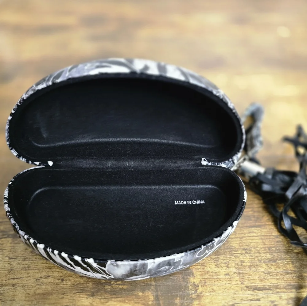 Pretty Black And White Rose Print Sunglass Case